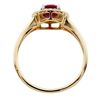 9ct gold Lab grown Ruby/C.Z Cluster Ring size L